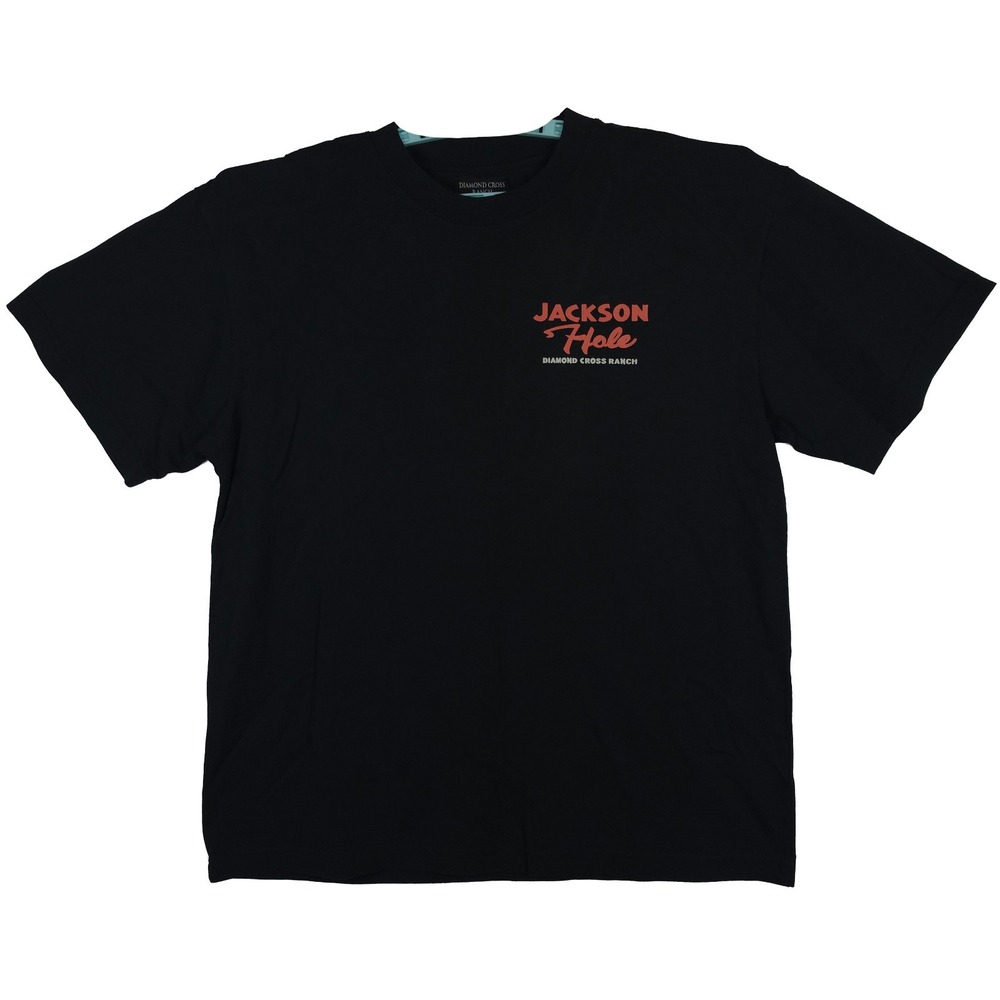 Diamond Cross Ranch Shirt Large Jackson Hole Rodeo Art on Back Black New